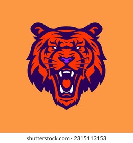 Tiger head esport mascot logo for gaming, baseball, soccer team. Silhouette of tiger head vector illustration.
