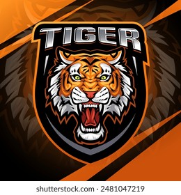 Tiger head esport mascot logo design