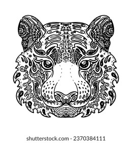 Tiger head in ethnic style. Tiger vector logo