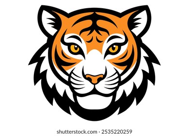 Cabeza de tigre y Ilustración vectorial de arte facial

