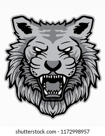 Tiger head face . Black and grey color