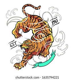 tiger head face roaring logo vector icon template illustration