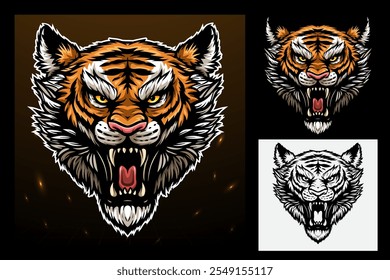 Tiger head fantasy art mascot e sport logo design