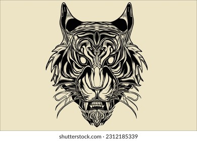 Tiger Head Fantasy Vector Graphic