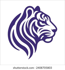 Tiger head , Tiger head fierce line art logo