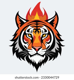 Tiger head with flame logo vector illustration. This is an editable and printable high quality vector eps file.