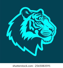 Tiger Head Flat Logo Vector Illustration