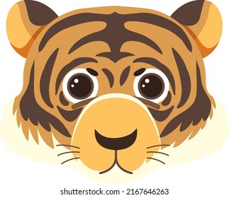 Tiger head in flat style illustration