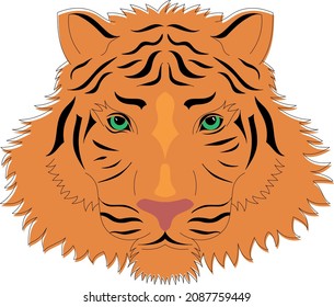 Tiger head in flat style. Symbol of 2022