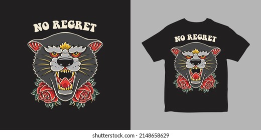 cabeza de tigre con diseño de camiseta de ilustración floral