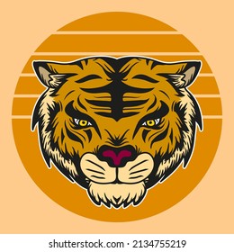 Tiger Head Front View Vector Illustration