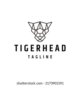 Tiger head geometric logo icon design template