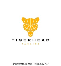 Tiger head geometric logo icon design template