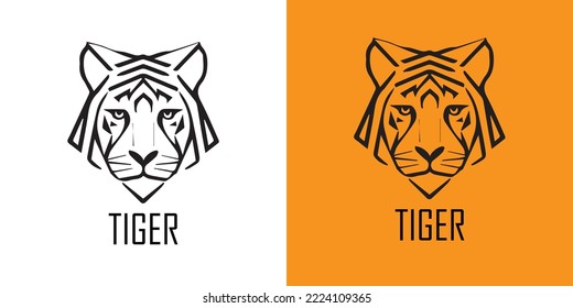 Tiger Head Geometric Logo Vector. Tiger Head Tattoo Design. Tiger Vector Design Illustration