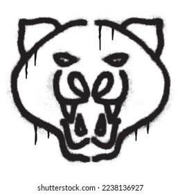 Tiger head graffiti with black spray paint. Vector illustration
