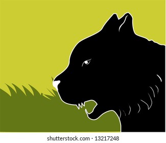  tiger head in green background	