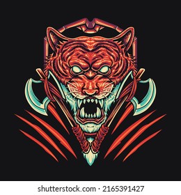 Tiger Head Guardian vector Illustration