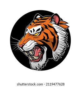 tiger head half side vector illustration design