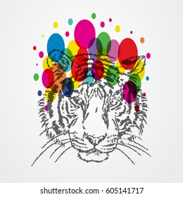 tiger head halftone abstract colorful