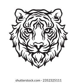 ilustraciones dibujadas con la mano en la cabeza de tigre para el diseño de ropa, pegatinas, tatuajes, etc