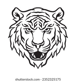tiger head hand drawn illustrations for the design of clothes, stickers, tattoo etc