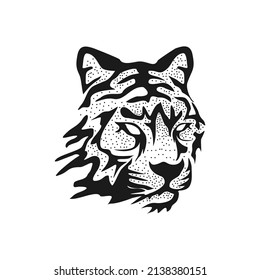 Tiger head with hand drawn style design vector