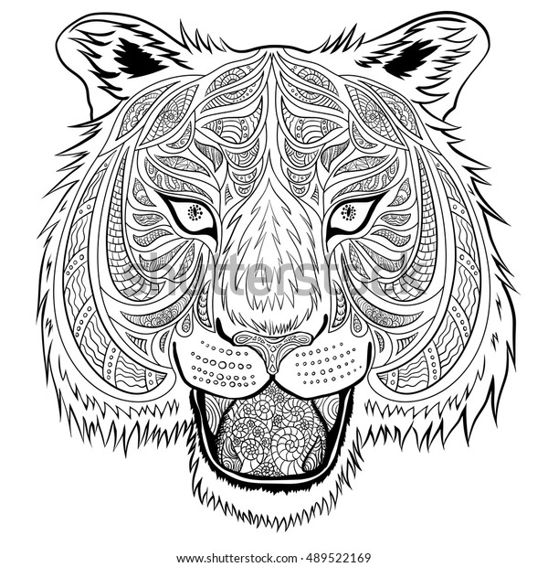 Tiger Head Handdrawn Doodle Style Can Stock Vector (royalty Free 