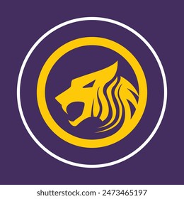 Tiger head Icon abstract beautiful purple background vector illustration design