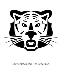 Tiger head icon black color vector illustration image flat style