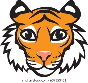Tiger Head Icon - Cartoon Vector Illustration