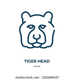 Tiger head icon. Linear vector illustration from fauna collection. Outline tiger head icon vector. Thin line symbol for use on web and mobile apps, logo, print media.