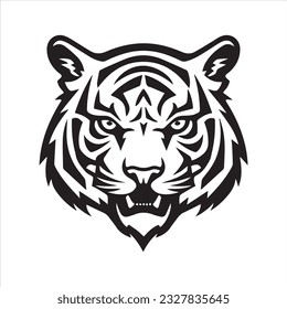 Tiger head Icon Logo Black and white