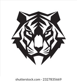 Tiger head Icon Logo Black and white