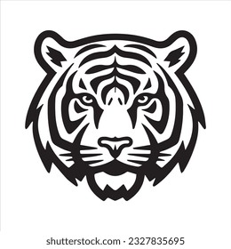 Tiger head Icon Logo Black and white