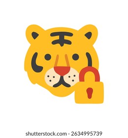 Tiger head icon with a padlock in its mouth.
