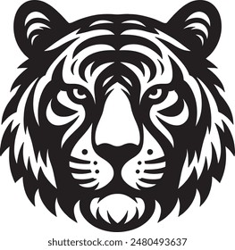 Tiger head icon silhouette vector illustration
