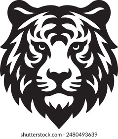Tiger head icon silhouette vector illustration
