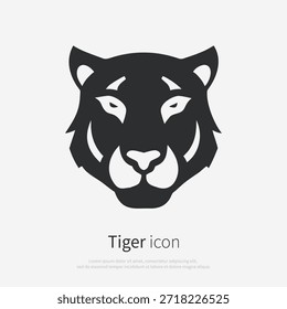 Silueta de icono de cabeza de tigre. Logotipo de Vector de un tigre. Ilustración vista lateral aislada sobre fondo blanco