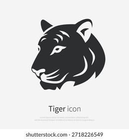 Ícone de cabeça de tigre silhouette.Vetor logotipo de um tigre. Ilustração vista lateral isolada sobre fundo branco