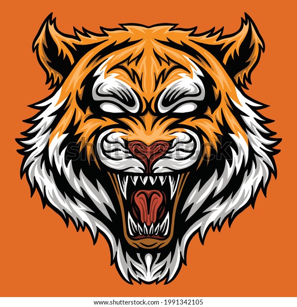 Tiger Head Icon Vector Illustration Mascot Stock Vector (Royalty Free ...