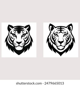 A tiger head icon vector is a stylized, graphic representation of a tiger's face, often created with bold lines and geometric shapes.