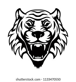 Tiger head illustration. Design element for logo, label, emblem, sign, badge. Vector image