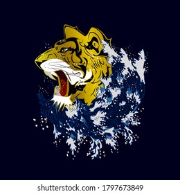 tiger head illustration design for sukajan is mean japan traditional cloth or t-shirt with digital hand drawn Embroidery Men T-shirts Summer Casual Short Sleeve Hip Hop T Shirt Streetwear