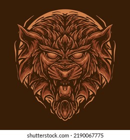 tiger head illustration design vector