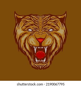 tiger head illustration design vector