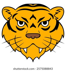 tiger head illustration hand drawn isolated vector