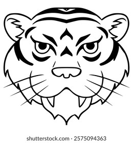 tiger head illustration hand drawn outline vector