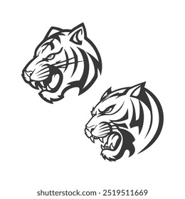 tiger head illustration isolated on white background. Images for logo, label, emblem.