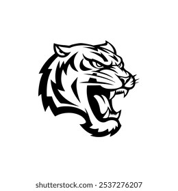 tiger head illustration isolated on white background. Images for logo, label, emblem. Vector illustration.