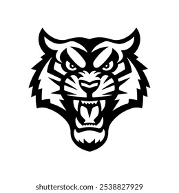 tiger head illustration isolated on white background. Images for logo, label, emblem. Vector illustration.
